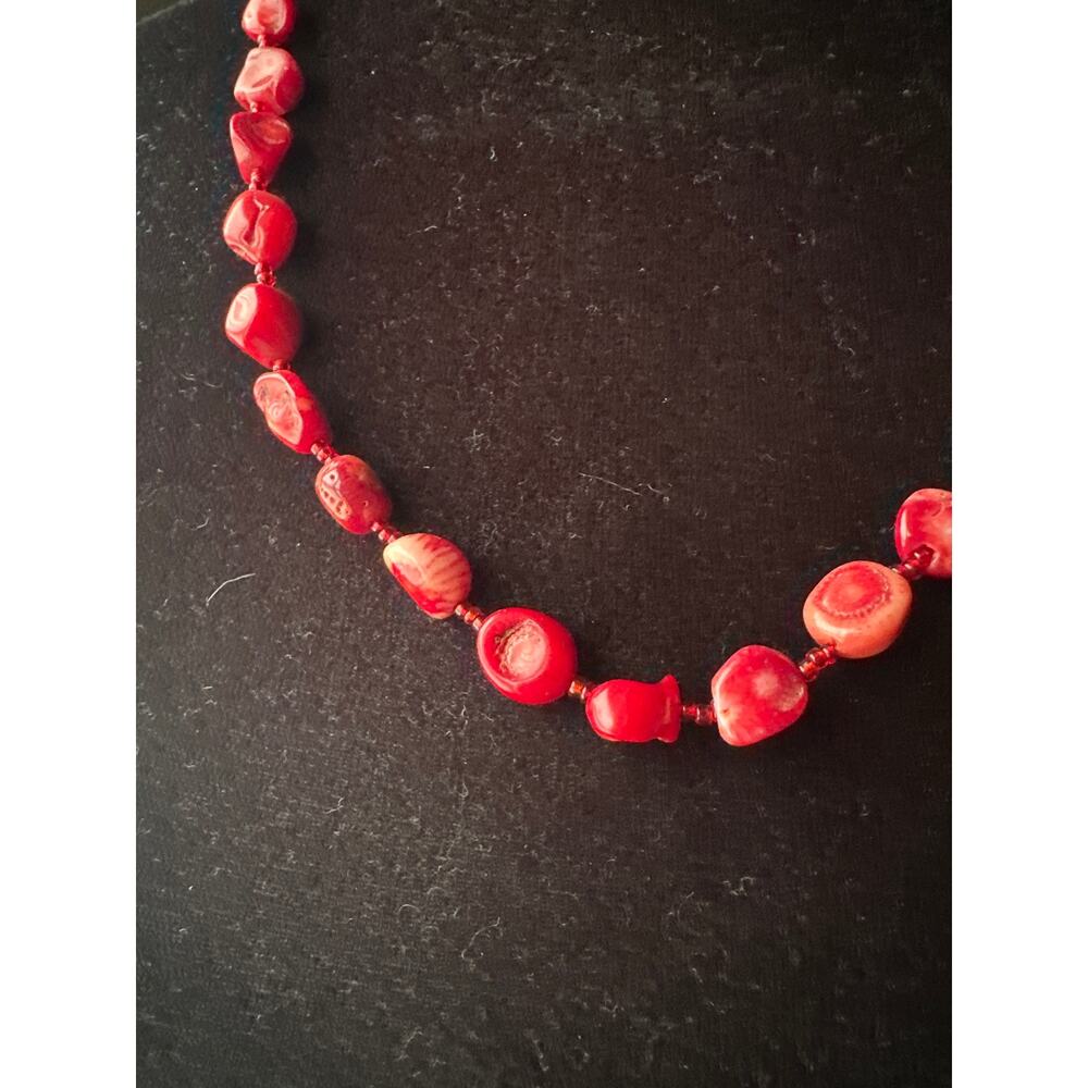 Handcrafted Red Shell and Bead Necklace – Natural Polished Finish - Picture 2 of 4